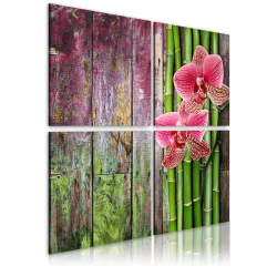 Obraz - Bambus i orchidea