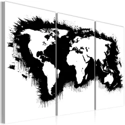 Obraz - Monochromatyczna mapa świata - tryptyk