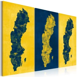 Obraz - Malowana mapa Szwecji - tryptyk