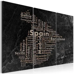 Obraz - Text map of Spain on the blackboard - triptych