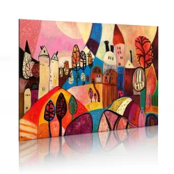 Obraz malowany - Kolorowa wieś