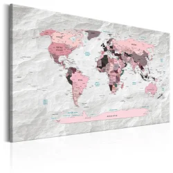 Obraz - Mapa świata: Różowe kontynenty