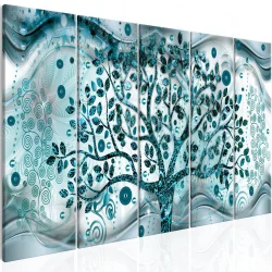 Obraz - Drzewo i fale (5-częściowy) niebieski