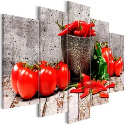 Obraz - Czerwone warzywa (5-częściowy) beton szeroki