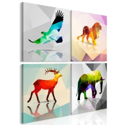 Obraz - Kolorowe zwierzęta (4-częściowy)