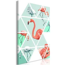 Obraz - Geometryczne flamingi (1-częściowy) pionowy