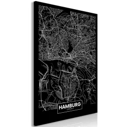 Obraz - Ciemna mapa Hamburga (1-częściowy) pionowy