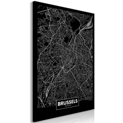 Obraz - Ciemna mapa Brukseli (1-częściowy) pionowy