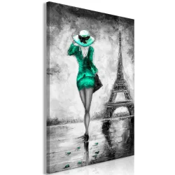 Obraz - Paryska kobieta (1-częściowy) pionowy zielony