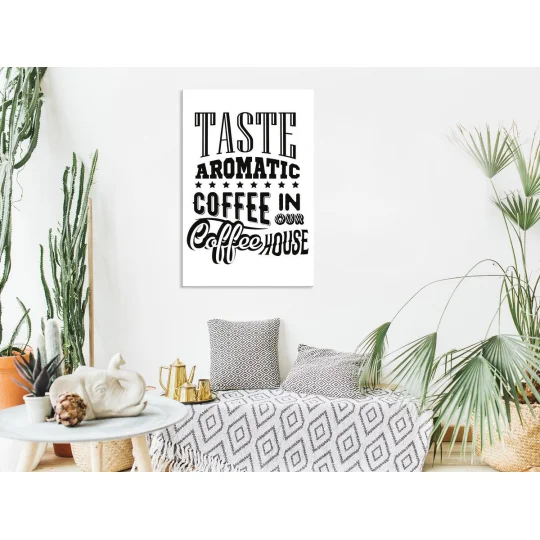 Obraz - Taste aromatic coffee in our coffee house (1-częściowy) pionowy - Zdjęcie 2