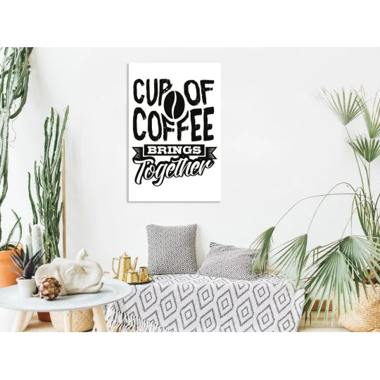 Obraz - Cup of coffee brings together (1-częściowy) pionowy - Zdjęcie 2