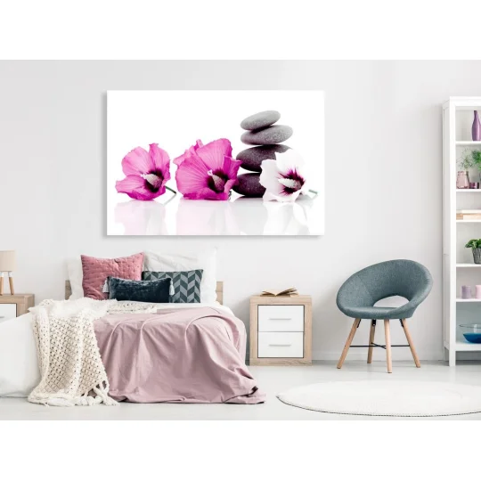 Obraz - Spokojne malwy (1-częściowy) szeroki różowy - Zdjęcie 2