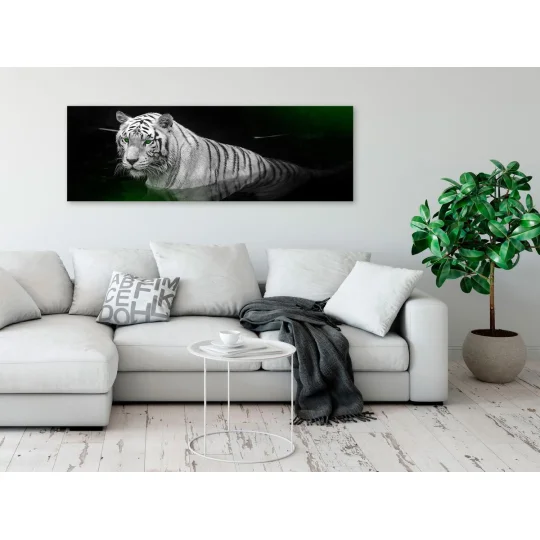 Obraz - Lśniący tygrys (1-częściowy) zielony wąski - Zdjęcie 2