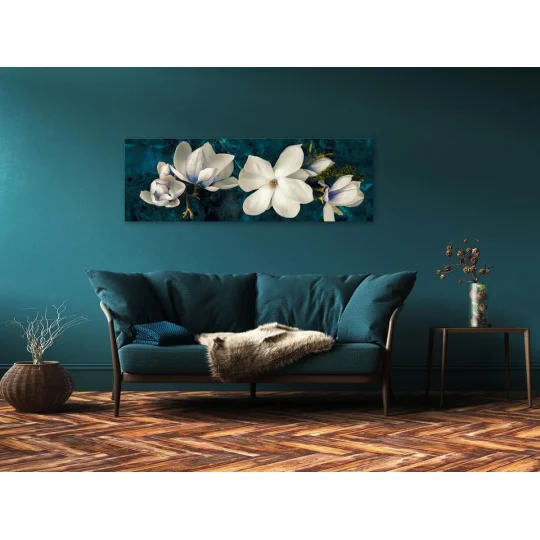 Obraz - Awangardowa magnolia (1-częściowy) wąski turkusowy - Zdjęcie 2