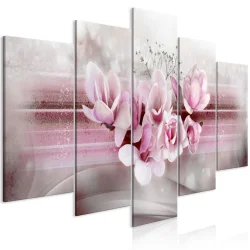 Obraz - Krzew magnolii (5-częściowy) szeroki różowy