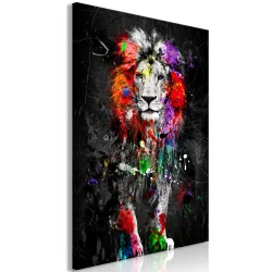 Obraz - Kolorowe zwierzęta: lew (1-częściowy) pionowy