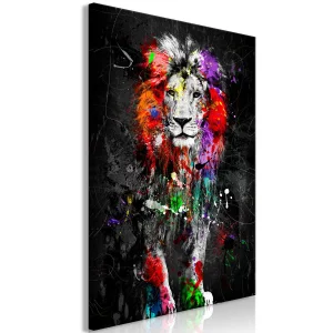 Obraz - Kolorowe zwierzęta: lew (1-częściowy) pionowy