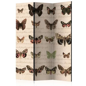 Parawan 3-częściowy - Styl retro: Motyle [Room Dividers]