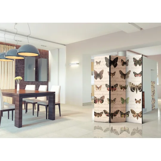 Parawan 3-częściowy - Styl retro: Motyle [Room Dividers] - Zdjęcie 2