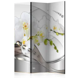 Parawan 3-częściowy - Perłowy taniec orchidei [Room Dividers]