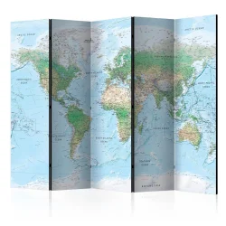 Parawan 5-częściowy - Mapa świata [Room Dividers]