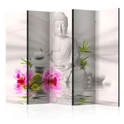 Parawan 5-częściowy - Budda i orchidee II [Room Dividers]