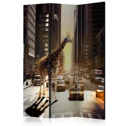 Parawan 3-częściowy - Żyrafa w wielkim mieście [Room Dividers]