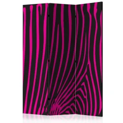 Parawan 3-częściowy - Zebra pattern (fioletowy) [Room Dividers]