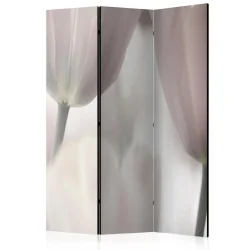 Parawan 3-częściowy - Tulips fine art - black and white [Room Dividers]