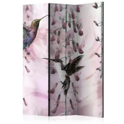 Parawan 3-częściowy - Latające kolibry (różowy) [Room Dividers]