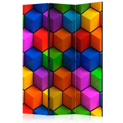 Parawan 3-częściowy - Kolorowe pola geometryczne [Room Dividers]