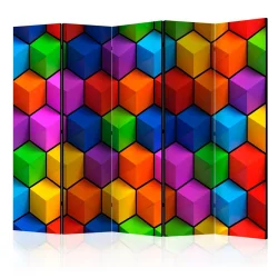 Parawan 5-częściowy - Kolorowe pola geometryczne II [Room Dividers]