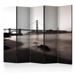 Parawan 5-częściowy - San Francisco: Most Golden Gate w czerni i bieli II [Room Dividers]