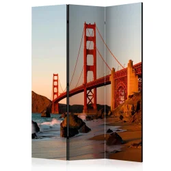 Parawan 3-częściowy - Most Golden Gate - zachód słońca, San Francisco [Room Dividers]