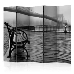 Parawan 5-częściowy - A Foggy Day on the Brooklyn Bridge II [Room Dividers]