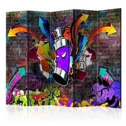 Parawan 5-częściowy - Graffiti: Kolorowy atak II [Room Dividers]