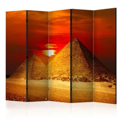 Parawan 5-częściowy - Piramidy w Gizie - zachód słońca II [Room Dividers]