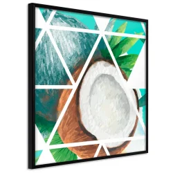 Plakat w ramie - Tropikalna mozaika z kokosem (kwadratowy)