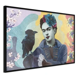 Plakat w ramie - Frida z krukiem