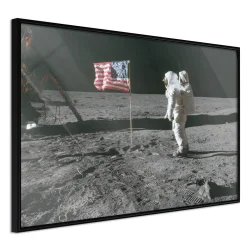 Plakat w ramie - Flaga na księżycu