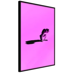 Plakat w ramie - Małpka na różowym tle