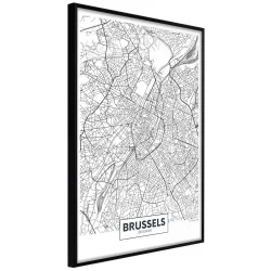 Plakat w ramie - Plan miasta: Bruksela