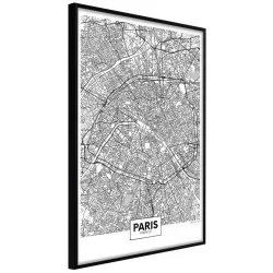 Plakat w ramie - Plan miasta: Paryż