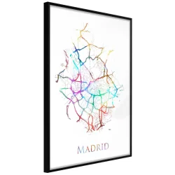 Plakat w ramie - Plan miasta: Madryt (kolorowy)