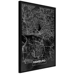 Plakat w ramie - Plan miasta: Hamburg (ciemny)