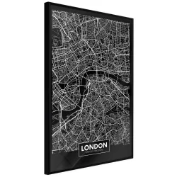 Plakat w ramie - Plan miasta: Londyn (ciemny)