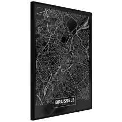Plakat w ramie - Plan miasta: Bruksela (ciemny)