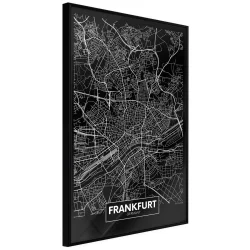 Plakat w ramie - Plan miasta: Frankfurt (ciemny)