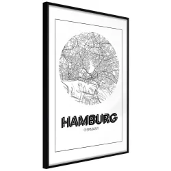 Plakat w ramie - Plan miasta: Hamburg (okrągły)