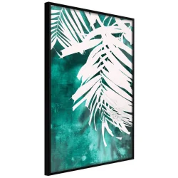 Plakat w ramie - Biała palma na turkusowym tle